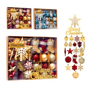 Conjunto de 70 Bolas Decorativas para Árvore de Natal - Enfeites Pendentes com Luzes LED