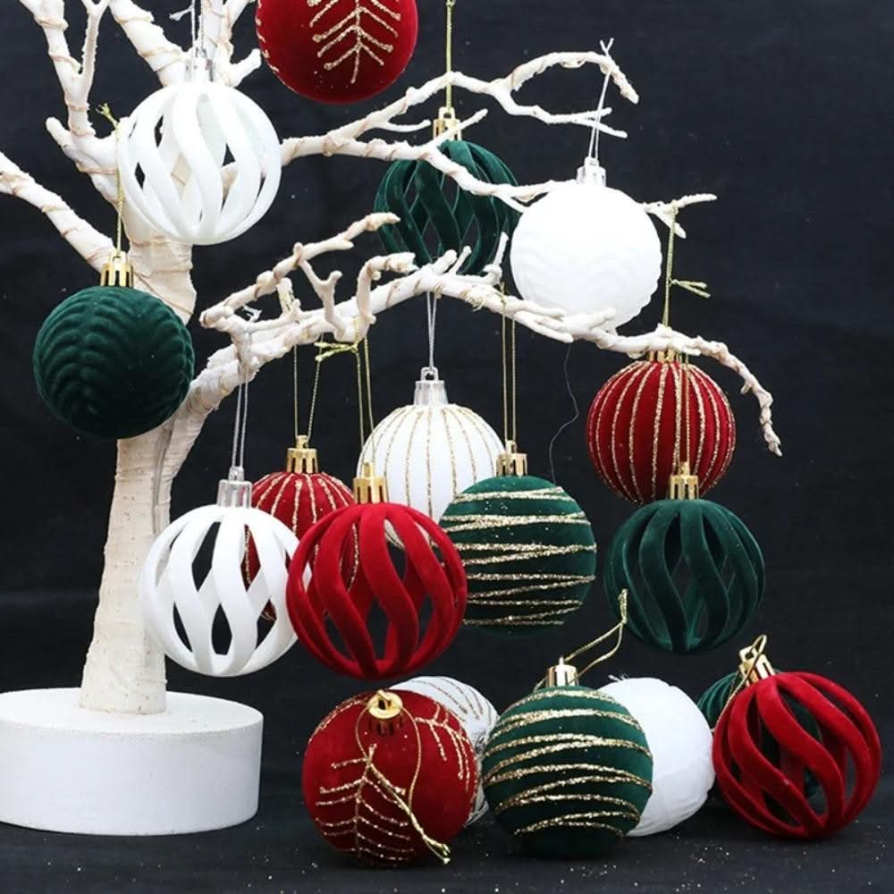 Conjunto de 6 Bolas de Natal de Veludo 6cm