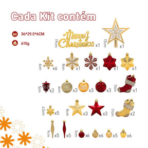 Conjunto de 70 Bolas Decorativas para Árvore de Natal - Enfeites Pendentes com Luzes LED