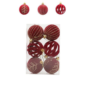 Conjunto de 6 Bolas de Natal de Veludo 6cm