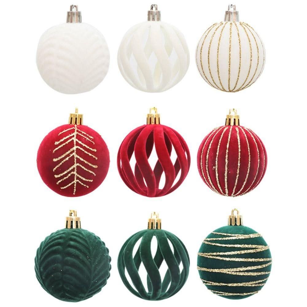 Conjunto de 6 Bolas de Natal de Veludo 6cm