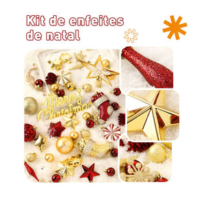 Conjunto de 70 Bolas Decorativas para Árvore de Natal - Enfeites Pendentes com Luzes LED