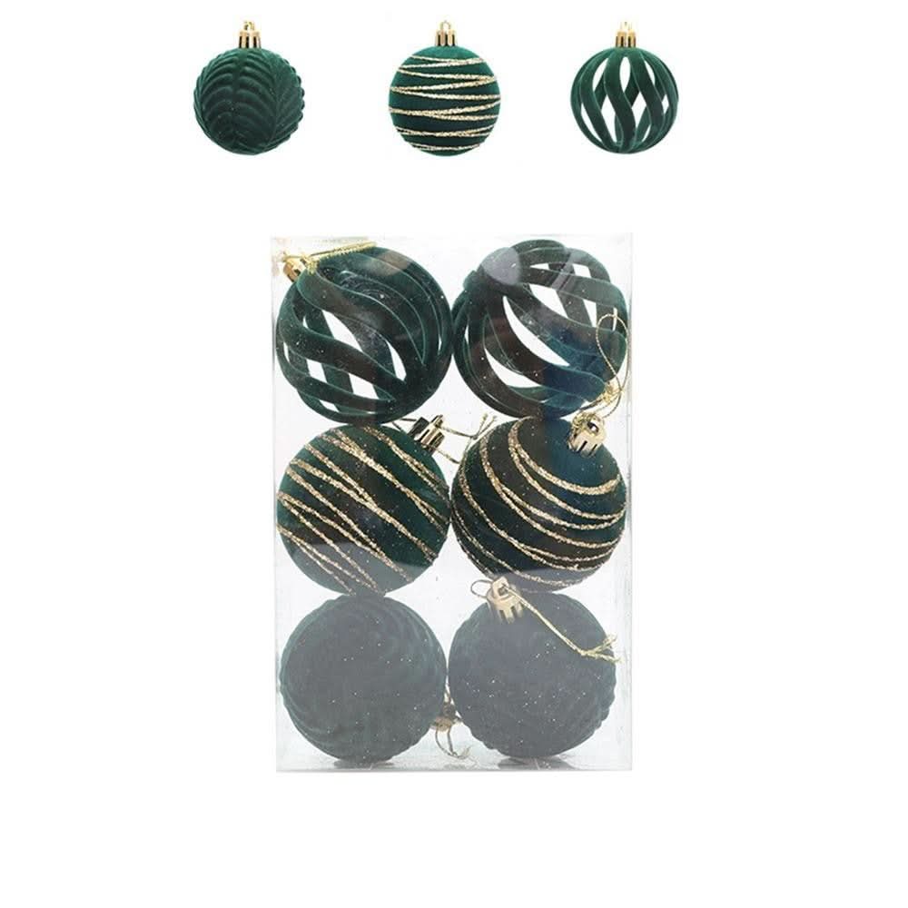 Conjunto de 6 Bolas de Natal de Veludo 6cm